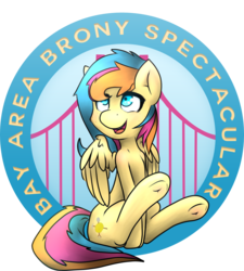 Size: 1280x1421 | Tagged: safe, artist:taps, oc, oc only, oc:golden gates, pegasus, pony, babscon, babscon mascots, solo