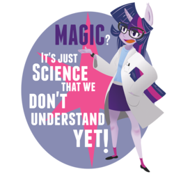 Size: 1000x1000 | Tagged: safe, artist:lima-hibiki, sci-twi, twilight sparkle, anthro, g4, clothes, female, glasses, human facial structure, lab coat, magic, science, solo