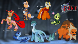 Size: 1280x720 | Tagged: dead source, safe, artist:ryuukiba, bison, buffalo, earth pony, merpony, pony, unicorn, zora, zora pony, crossover, darunia, impa, nabooru, ponified, princess ruto, rauru, saria, the legend of zelda, the legend of zelda: ocarina of time