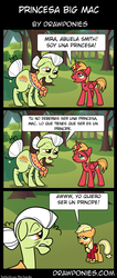 Size: 850x2000 | Tagged: safe, artist:drawponies, applejack, big macintosh, granny smith, earth pony, pony, g4, comic, male, spanish, stallion, translation, translator:the-luna-fan