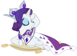 Size: 6000x4400 | Tagged: safe, artist:kooner-cz, princess platinum, rarity, g4, absurd resolution, dramatic, eyes closed, lying down, on side, pillow, raised hoof, sitting, tired