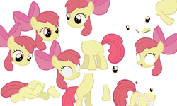 Size: 960x576 | Tagged: safe, artist:toucanldm, apple bloom, earth pony, pony, g4, apron, bipedal, clothes, female, my little pony meets, open mouth, simple background, white background