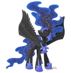 Size: 900x928 | Tagged: safe, artist:glacialfalls, nightmare moon, g4, female, simple background, solo, spread wings, transparent background