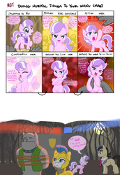 Size: 2062x3000 | Tagged: safe, artist:lemon, diamond tiara, filthy rich, diamond dog, earth pony, pony, g4, armor, arrested, bag, cute, doing loving things, filly, forest, guard, happy, heart, high res, implied foalcon, jailbait, joking, meme, police, reality ensues, royal guard, smug, this ended in jail time, this will end in jail time, tiara