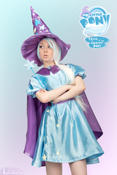Size: 3840x5760 | Tagged: safe, artist:sabishiihoshi, trixie, human, g4, cape, clothes, cosplay, crossed arms, hat, irl, irl human, photo, trixie's cape, trixie's hat