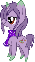 Size: 3000x5318 | Tagged: safe, artist:scourge707, oc, oc only, oc:mint cookie, pony, unicorn, clothes, scarf, simple background, solo, transparent background, vector