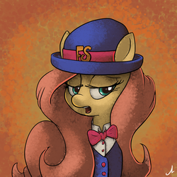 Size: 4900x4900 | Tagged: safe, artist:docwario, fluttershy, pony, g4, absurd resolution, bowler hat, bowtie, clothes, female, hat, solo