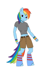 Size: 1512x2344 | Tagged: safe, artist:fred7162, rainbow dash, anthro, g4, belly button, female, midriff, solo