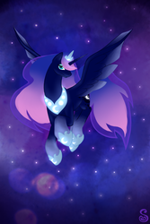 Size: 2000x3000 | Tagged: safe, artist:shrineheart, princess luna, g4, female, flying, high res, solo
