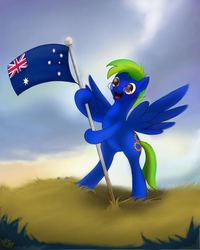 Size: 533x667 | Tagged: safe, artist:bronywho, oc, oc only, pony, australia, bipedal, error, flag, glasses, solo, spectacles, wrong
