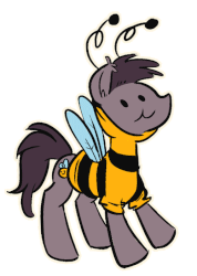 Size: 500x701 | Tagged: safe, artist:herny, oc, oc only, oc:kevin the nightguard, bee, animated, bee costume, clothes, costume, happy, simple background, smiling, transparent background