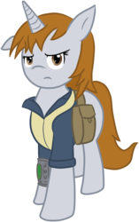 Size: 750x1196 | Tagged: safe, artist:furrgroup, oc, oc only, oc:littlepip, pony, unicorn, fallout equestria, clothes, fanfic, fanfic art, female, jumpsuit, mare, pipbuck, simple background, solo, transparent background, vault suit