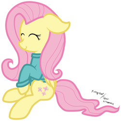 Size: 758x757 | Tagged: safe, artist:furrgroup, fluttershy, pony, g4, bottomless, clothes, eyes closed, female, floppy ears, partial nudity, simple background, solo, sweater, sweatershy, white background