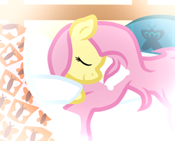 Size: 1208x974 | Tagged: safe, artist:furrgroup, fluttershy, pony, g4, bed, female, in bed, sleeping, solo