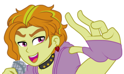 Size: 1159x689 | Tagged: safe, artist:empressbutttouch, adagio dazzle, equestria girls, g4, allegro amoroso, ear piercing, earring, equestria guys, jewelry, male, microphone, necklace, piercing, rule 63, simple background, singing, solo, these are not the droids you're looking for, transparent background