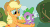 Size: 500x273 | Tagged: safe, screencap, applejack, spike, dragon, earth pony, pony, apple family reunion, g4, animated, animation error, female, grin, male, mare, ship:applespike, smiling, straight