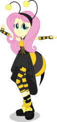 Size: 1144x2444 | Tagged: safe, artist:punzil504, fluttershy, equestria girls, g4, it ain't easy being breezies, animal costume, bee costume, clothes, costume, equestria girls interpretation, female, flutterbee, scene interpretation, simple background, solo, transparent background, vector