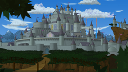 Size: 1920x1080 | Tagged: safe, artist:hydrusbeta, pegasus, pony, castle, castle of the royal pony sisters, cloud city, everfree, everfree forest, rainbow waterfall