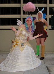 Size: 2011x2725 | Tagged: safe, artist:tempestfae, discord, princess celestia, human, g4, cosplay, high res, irl, irl human, photo