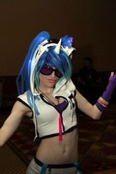 Size: 2304x3456 | Tagged: safe, artist:pyrotempertantrum, dj pon-3, vinyl scratch, human, g4, belly button, cosplay, high res, irl, irl human, midriff, photo