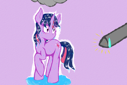 Size: 2013x1356 | Tagged: safe, artist:sourspot, twilight sparkle, g4, female, rain, solo, stylus, surprised, wet mane