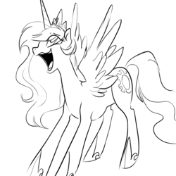 Size: 900x900 | Tagged: safe, artist:glacierclear, princess celestia, g4, female, laughing, laughing mad, monochrome, snaplestia, solo