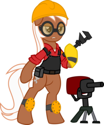 Size: 4337x5178 | Tagged: safe, artist:ispincharles, silver spanner, g4, absurd resolution, crossover, engineer, engineer (tf2), solo, team fortress 2