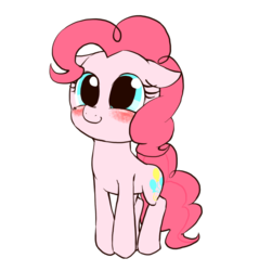 Size: 960x1003 | Tagged: safe, artist:monon0, pinkie pie, pony, g4, blushing, cute, diapinkes, female, floppy ears, pixiv, simple background, solo, transparent background