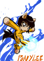 Size: 1280x1760 | Tagged: safe, artist:animeclaro, pony, bruce lee, clothes, jumpsuit, ponified, solo