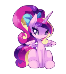 Size: 561x628 | Tagged: safe, artist:loyaldis, princess cadance, alicorn, pony, g4, chibi, cute, female, heart eyes, looking sideways, partially open wings, simple background, sitting, solo, transparent background, wingding eyes, wings