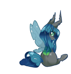 Size: 706x736 | Tagged: safe, artist:loyaldis, queen chrysalis, changeling, changeling queen, g4, chibi, cute, cutealis, female, heart eyes, simple background, sitting, solo, transparent background, wingding eyes
