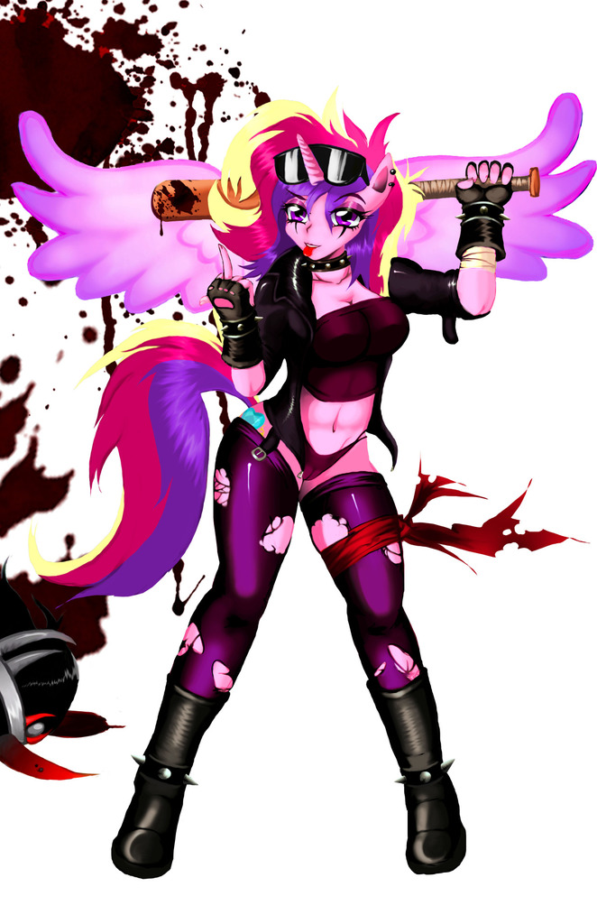 860654 Questionable Semi Grimdark Artistanimeclaro Princess Cadance Anthro Baseball Bat