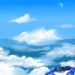 Size: 3000x3000 | Tagged: safe, artist:tkc, princess luna, g4, cloud, cloudy, female, high res, sky, sleeping, solo