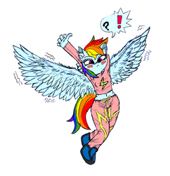 Size: 832x858 | Tagged: safe, artist:ganusel, rainbow dash, anthro, g4, belly button, blushing, clothes, midriff, pajamas