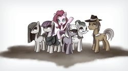 Size: 2857x1604 | Tagged: safe, artist:burnoid096, cloudy quartz, igneous rock pie, limestone pie, marble pie, maud pie, pinkie pie, earth pony, pony, g4, family, family photo, female, male, mare, pie family, pie sisters, ship:quartzrock, stallion