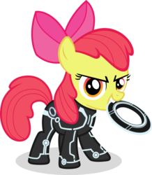 Size: 1500x1719 | Tagged: safe, artist:capt-nemo, apple bloom, earth pony, pony, g4, crossover, female, filly, foal, identity disk, simple background, solo, transparent background, tron, tron legacy