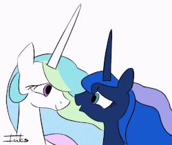 Size: 960x810 | Tagged: safe, artist:inkygarden, princess celestia, princess luna, pony, g4, animated, boop, cute, cutelestia, daaaaaaaaaaaw, eye contact, eyes closed, female, frame by frame, hnnng, mare, missing accessory, nose wrinkle, noseboop, nuzzling, open mouth, simple background, sisters, smiling