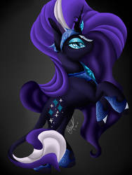 Size: 1024x1365 | Tagged: safe, artist:mushra123, nightmare rarity, classical unicorn, g4, female, horn, leonine tail, solo