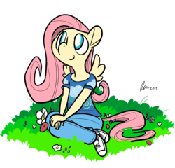 Size: 1200x1150 | Tagged: safe, artist:rwl, fluttershy, anthro, g4, clothes, cute, female, smiling, solo