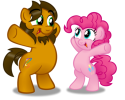 Size: 1024x819 | Tagged: safe, artist:aleximusprime, pinkie pie, oc, oc:alex the chubby pony, g4, ponysona, simple background, transparent background