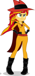 Size: 1084x2318 | Tagged: safe, artist:punzil504, edit, mare do well, sunset shimmer, equestria girls, g4, clothes, cosplay, costume, crossover, darkwing duck, negaduck, negamare, simple background, transparent background, vector