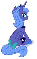 Size: 2000x3199 | Tagged: safe, artist:roze23, princess luna, alicorn, pony, g4, female, high res, s1 luna, simple background, sitting, solo, tail bow, transparent background