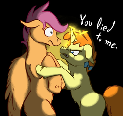 Size: 616x584 | Tagged: safe, artist:donlawride, pumpkin cake, scootaloo, g4, older