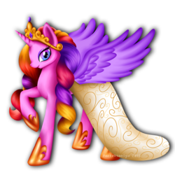 Size: 4000x4000 | Tagged: safe, artist:perfexsoniya, princess cadance, g4, absurd resolution, alternate hairstyle, female, raised hoof, simple background, solo, transparent background