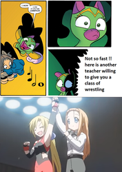 Size: 725x1024 | Tagged: safe, artist:jay fosgitt, idw, cheerilee, g4, spoiler:comic, exploitable meme, kuroi nanako, lucky star, meme, minegishi ayano, surprise entrance meme