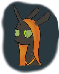 Size: 1916x2407 | Tagged: safe, artist:neighday, oc, oc only, oc:ambrosia, changeling, changeling queen, changeling oc, changeling queen oc, female, orange changeling, solo