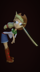 Size: 810x1440 | Tagged: safe, artist:creatorofpony, applejack, equestria girls, g4, 3d, 3d model, abomination, blender, boots, clothes, cowboy boots, cowboy hat, denim, female, hat, modified, shirt, shoes, skirt, solo, stetson, wat