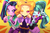 Size: 1200x800 | Tagged: safe, artist:quizia, adagio dazzle, aria blaze, sonata dusk, equestria girls, g4, my little pony equestria girls: rainbow rocks, adoragio, ariabetes, cute, dazzlebetes, female, open mouth, peace sign, quizia is trying to murder us, sonatabetes, the dazzlings, trio, wink