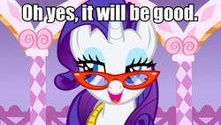 Size: 960x540 | Tagged: safe, rarity, g4, bedroom eyes, female, image macro, meme, solo