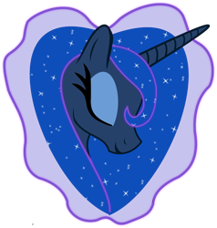 Size: 2501x2624 | Tagged: safe, artist:nyxcatti, princess luna, alicorn, pony, g4, beautiful, bust, eyes closed, female, flowing mane, heart, high res, portrait, shiny, simple background, solo, transparent background